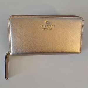 Kate Spade Zip Around Wallet Metallic Leather